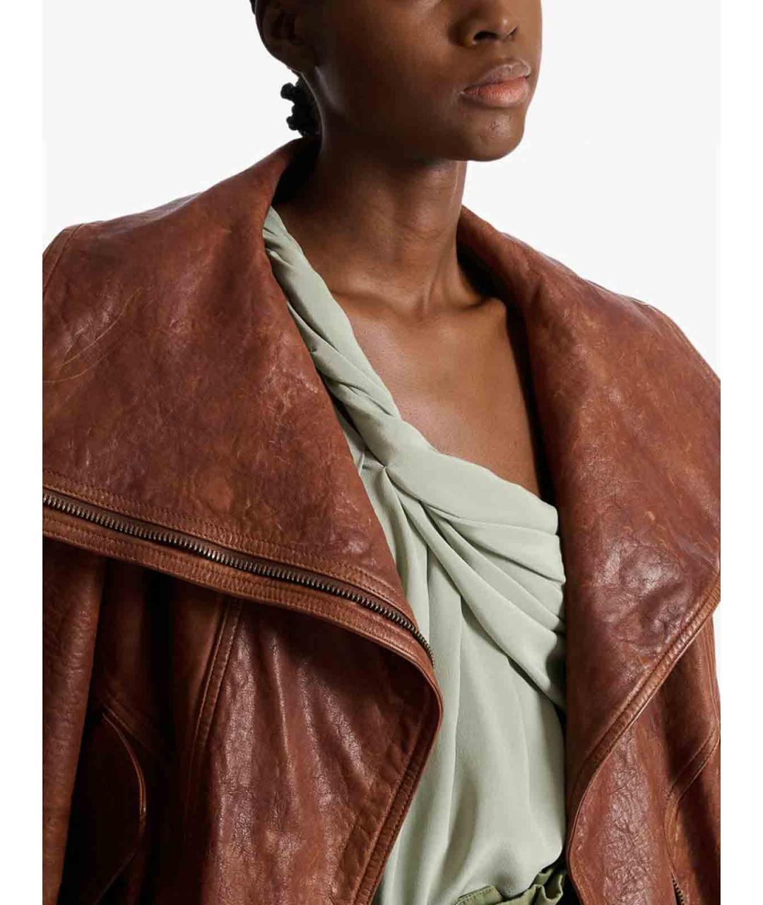 BALMAIN Коричневая кожаная куртка, фото 2