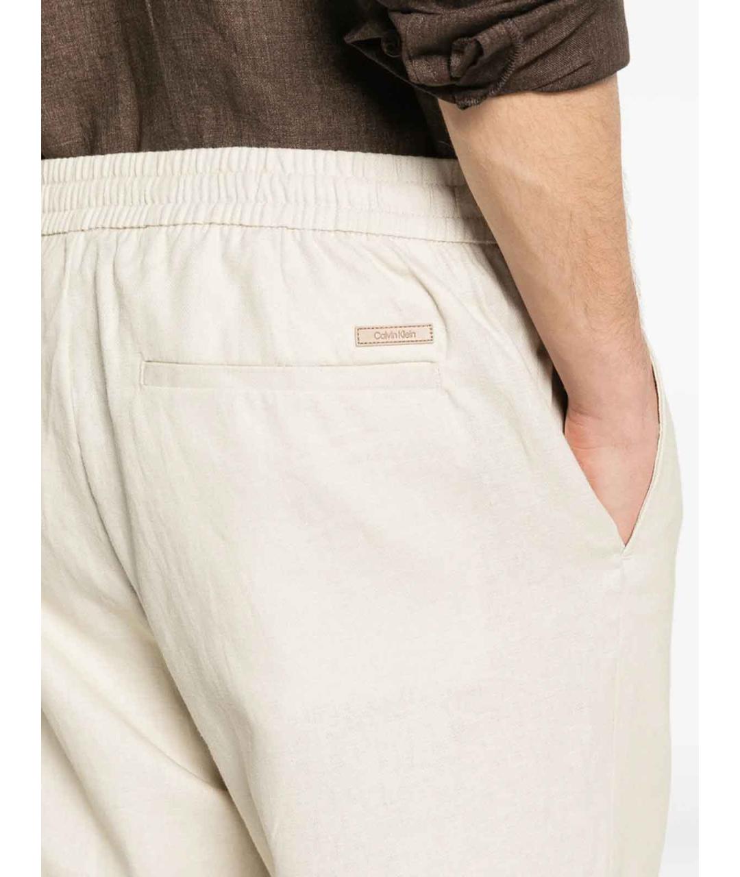 CALVIN KLEIN Бежевые хлопковые повседневные брюки, фото 2