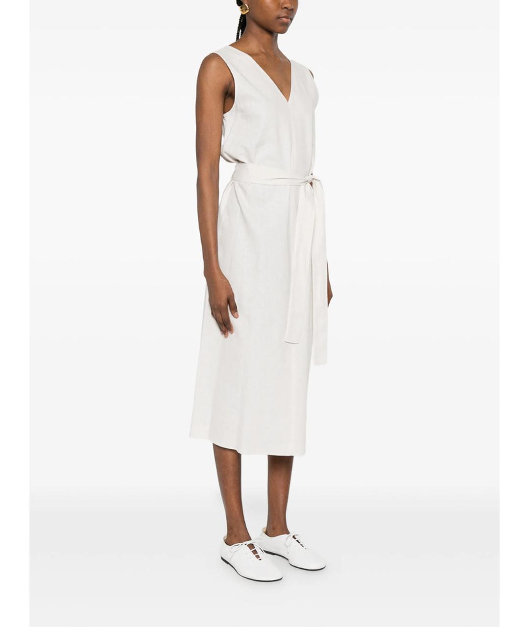 CALVIN KLEIN Белое льняное повседневное платье, фото 4