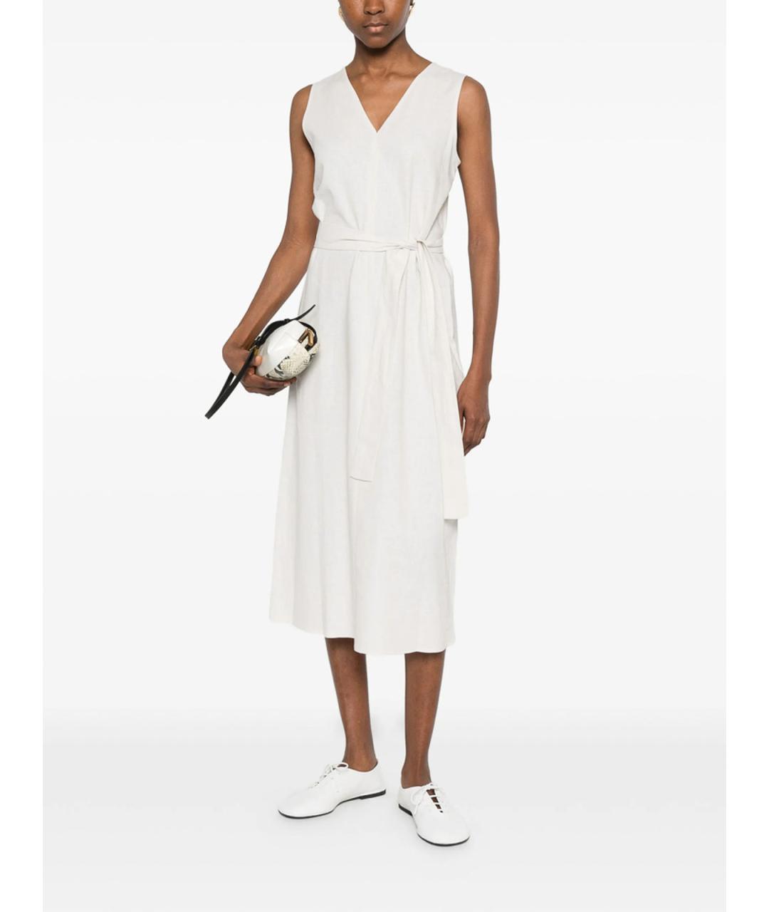 CALVIN KLEIN Белое льняное повседневное платье, фото 3