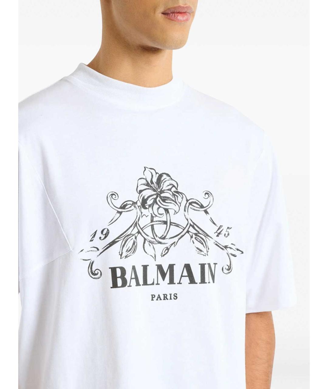 BALMAIN Белая хлопковая футболка, фото 3