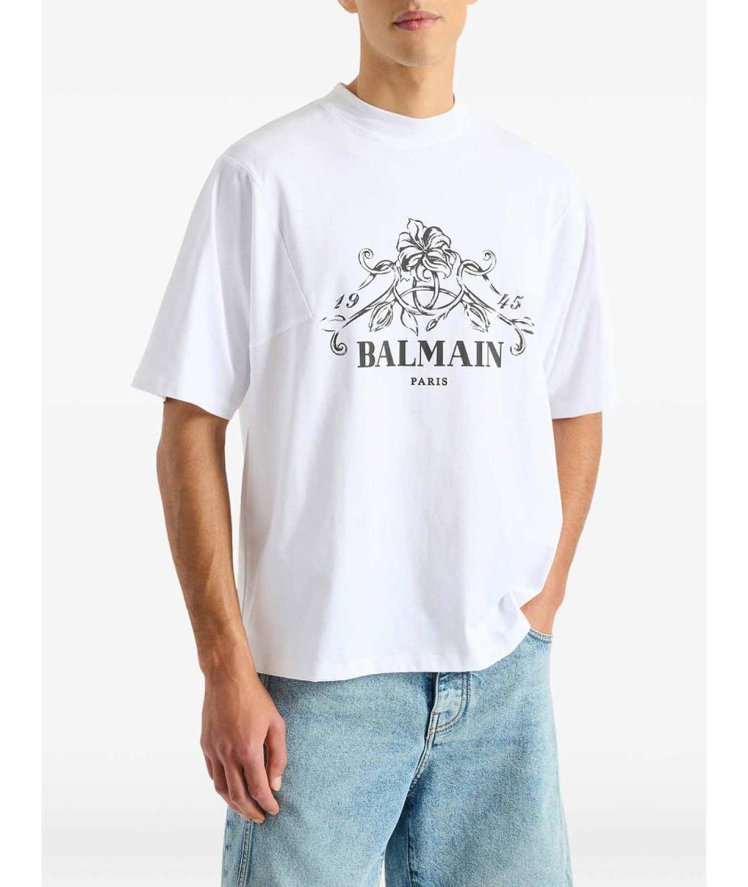BALMAIN Белая хлопковая футболка, фото 4