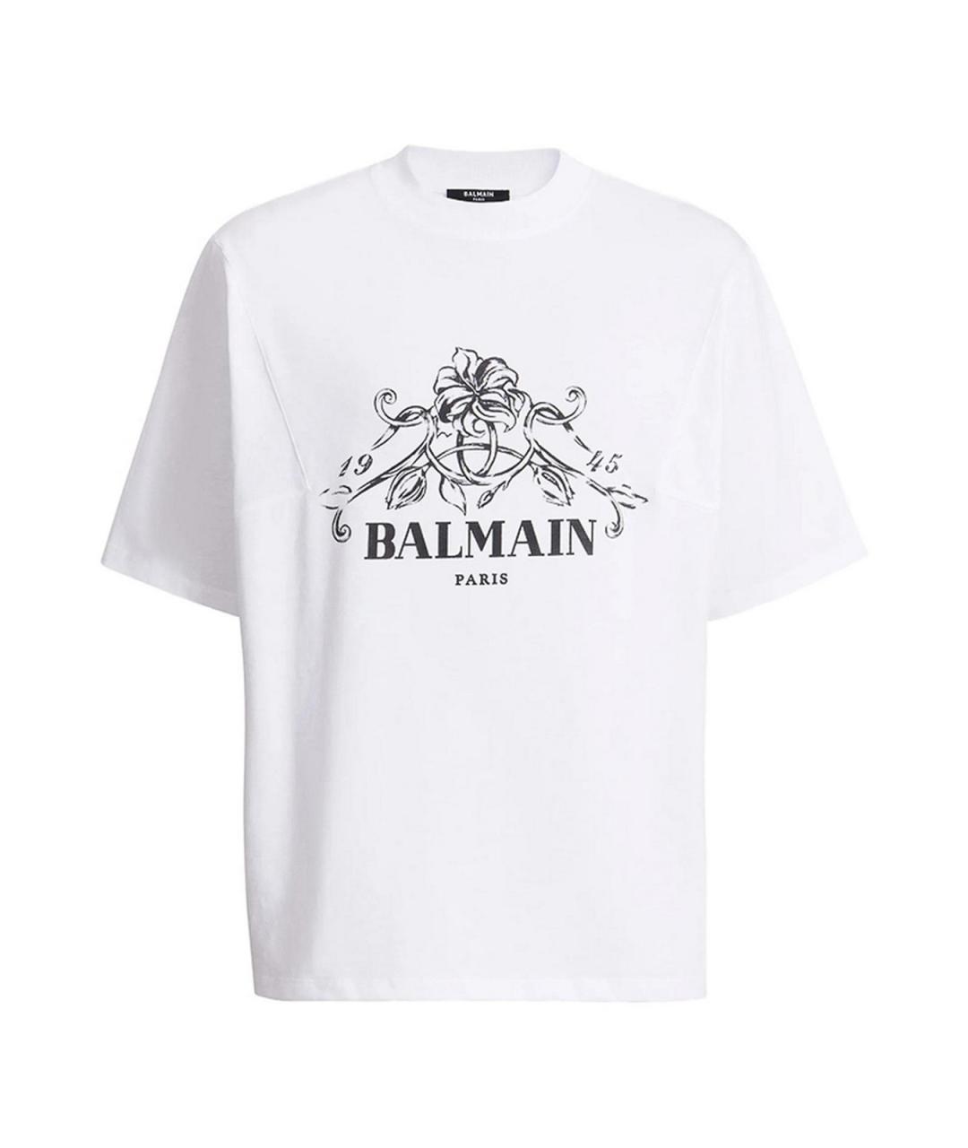 BALMAIN Белая хлопковая футболка, фото 1