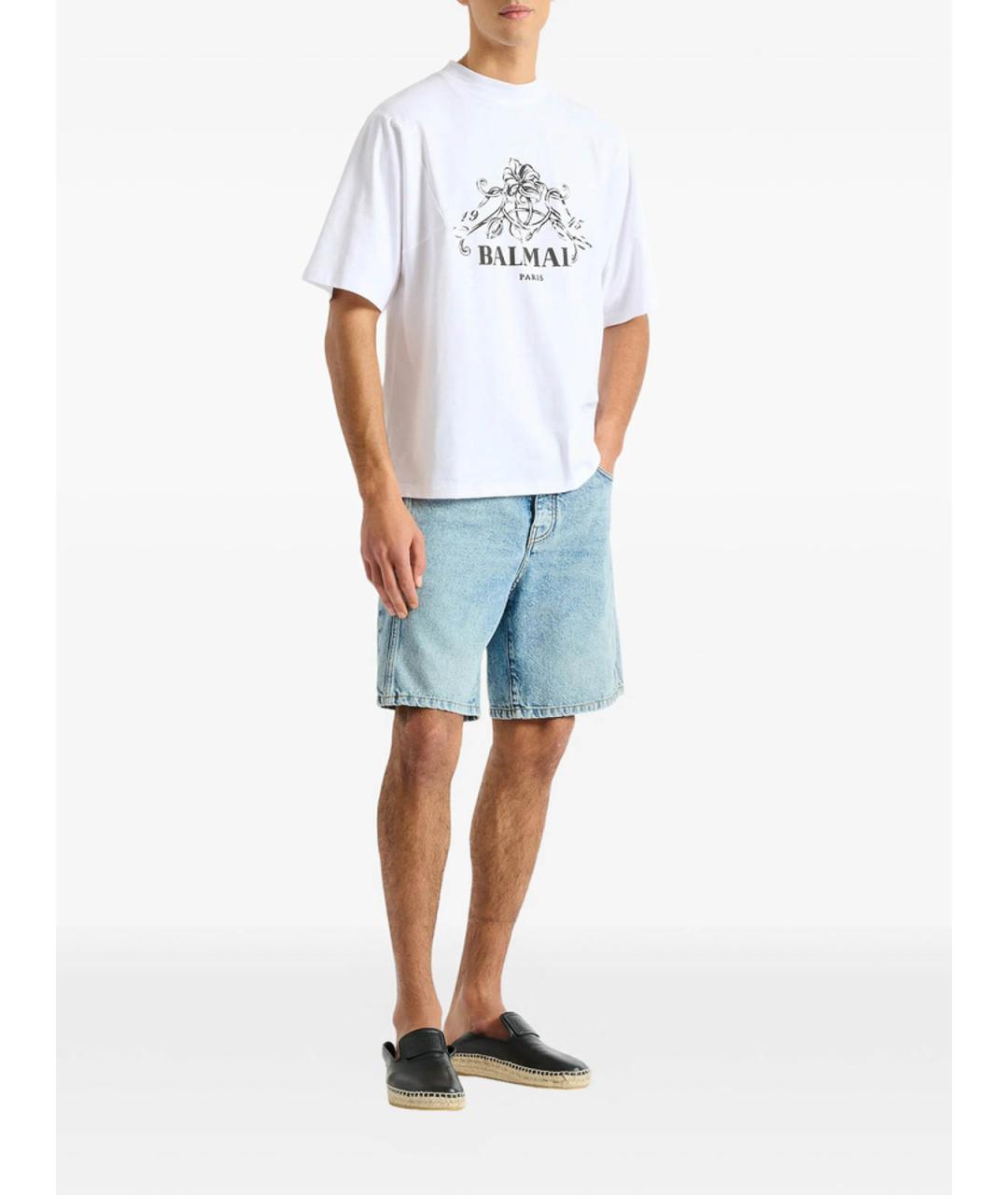 BALMAIN Белая хлопковая футболка, фото 2