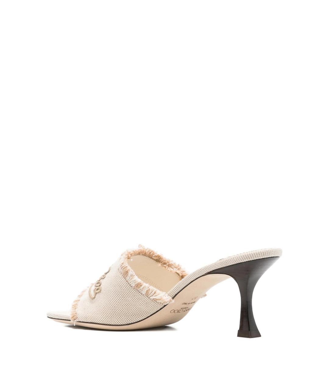 JIMMY CHOO Бежевые кожаные сандалии, фото 3