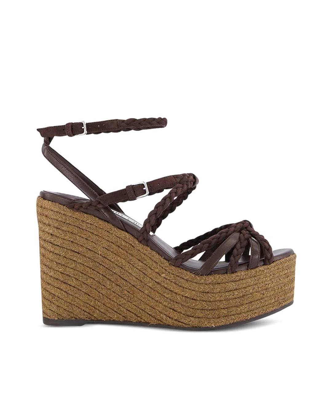 JIMMY CHOO Коричневые кожаные босоножки, фото 1