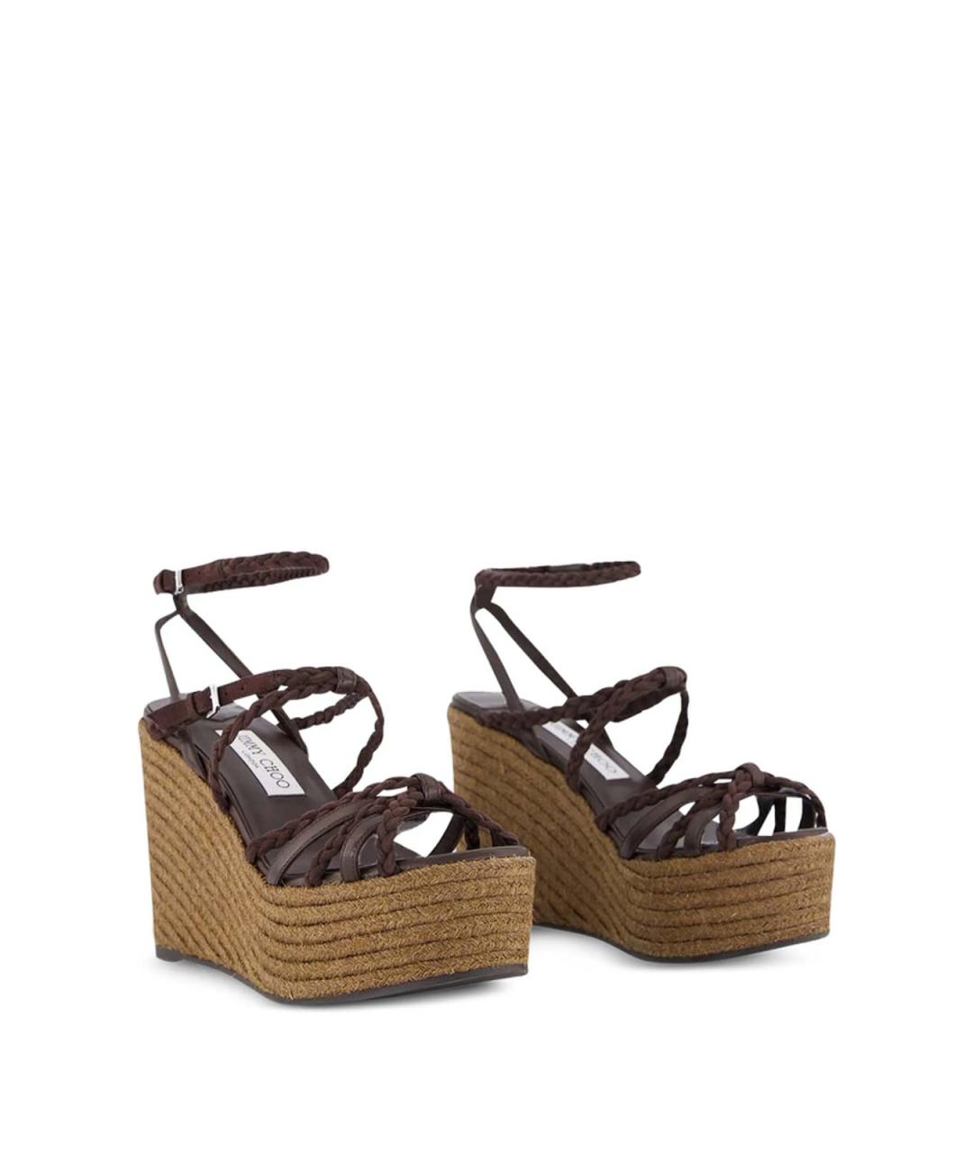 JIMMY CHOO Коричневые кожаные босоножки, фото 2