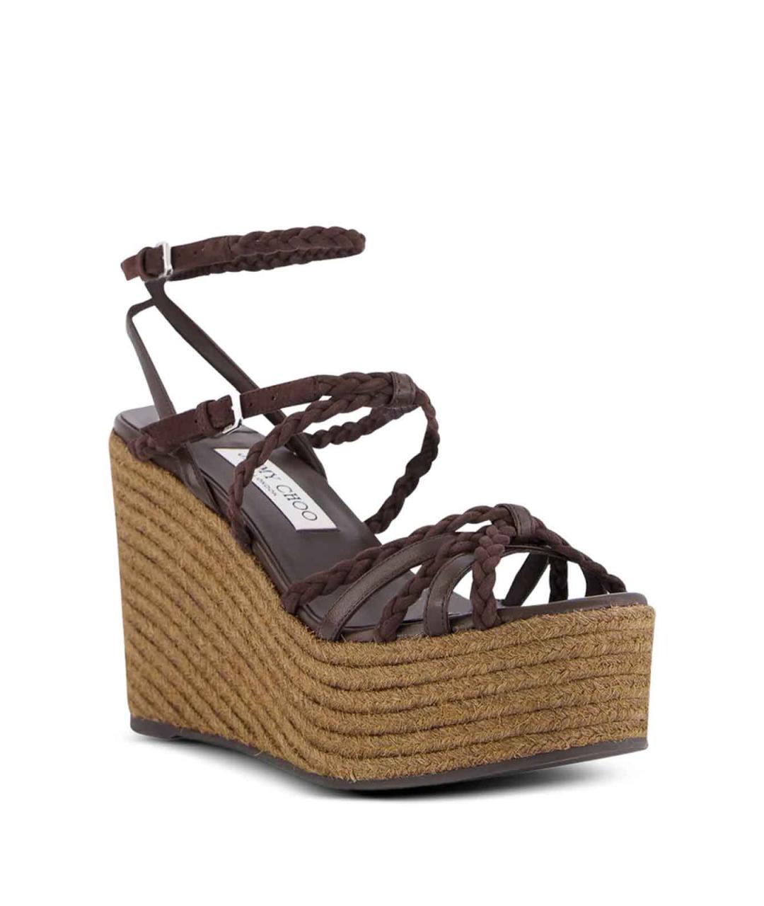 JIMMY CHOO Коричневые кожаные босоножки, фото 5