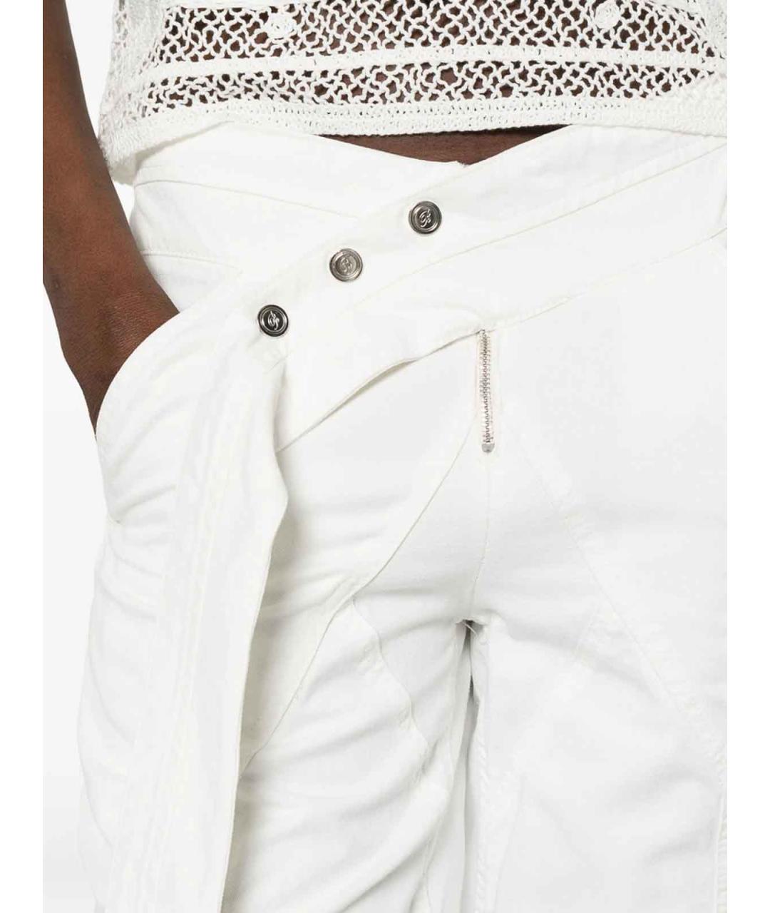 BLUMARINE Белые хлопковые прямые брюки, фото 2