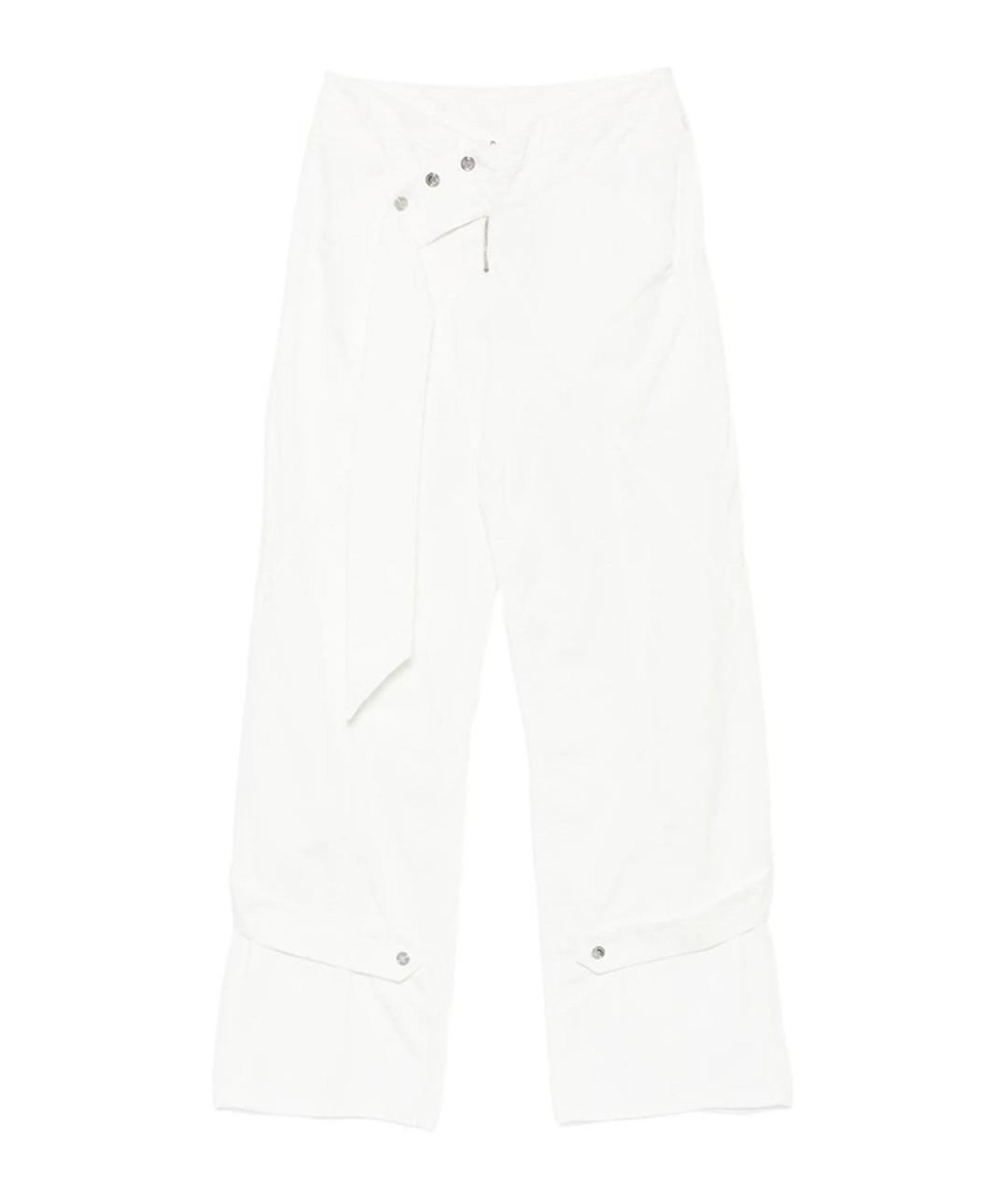 BLUMARINE Белые хлопковые прямые брюки, фото 1