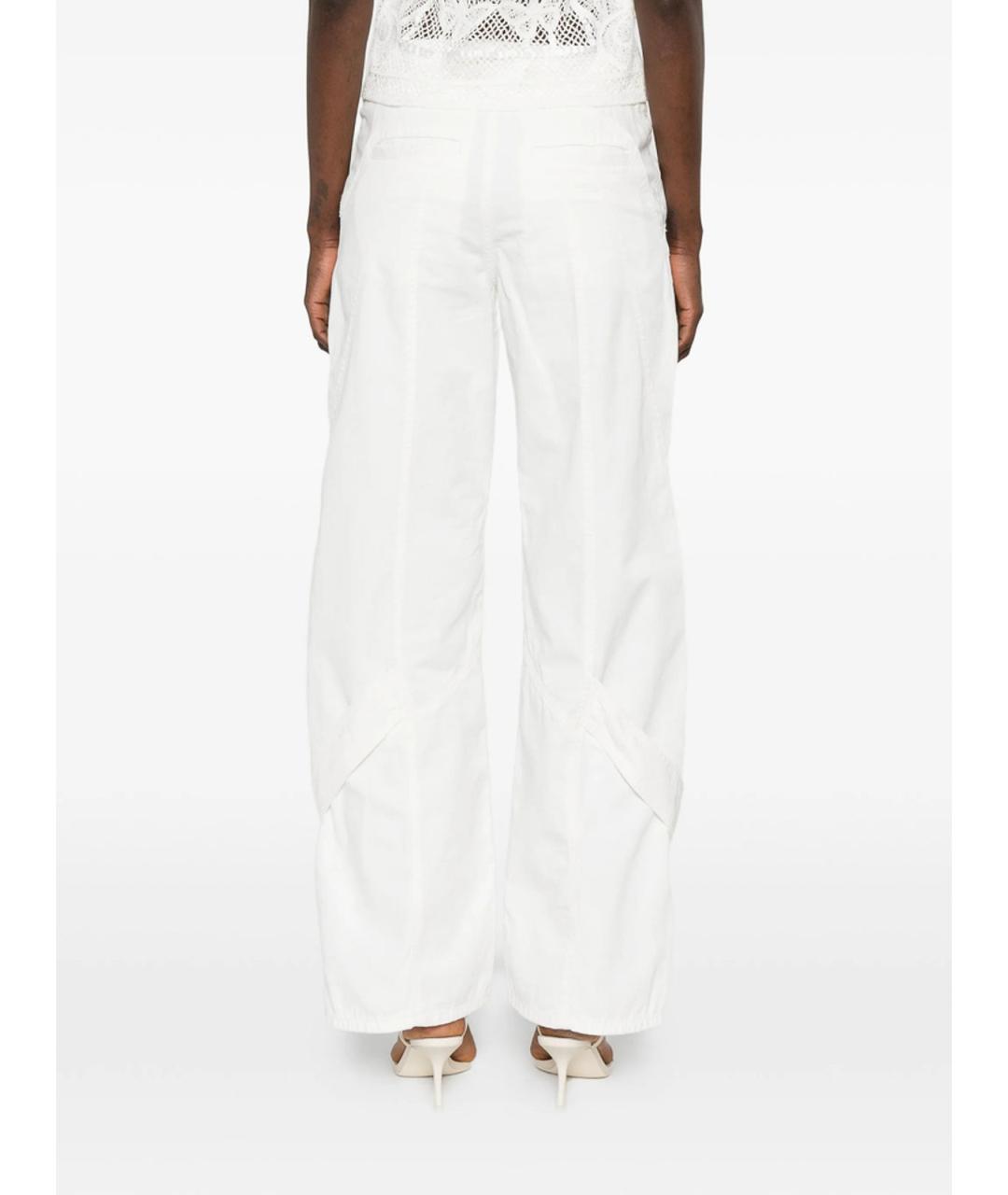 BLUMARINE Белые хлопковые прямые брюки, фото 4