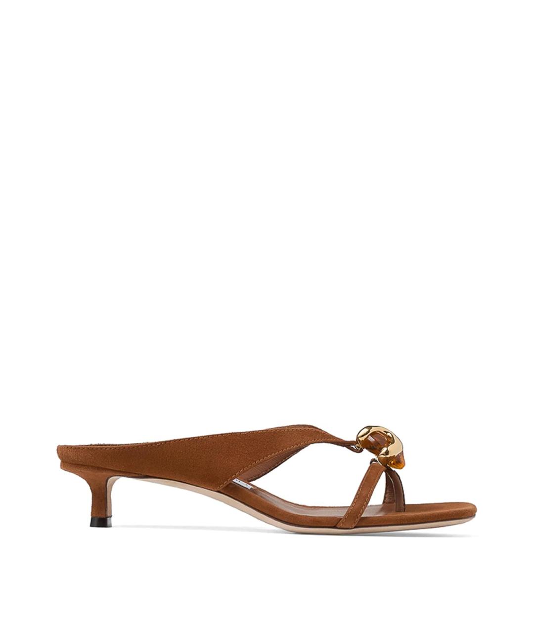 JIMMY CHOO Коричневые замшевые мюли, фото 1