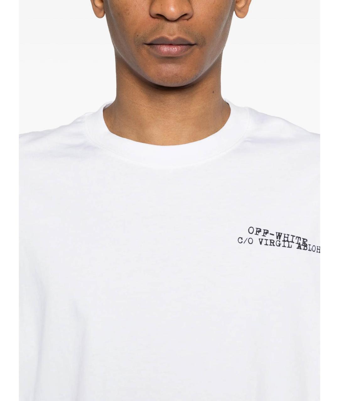 OFF-WHITE Белая хлопковая футболка, фото 3