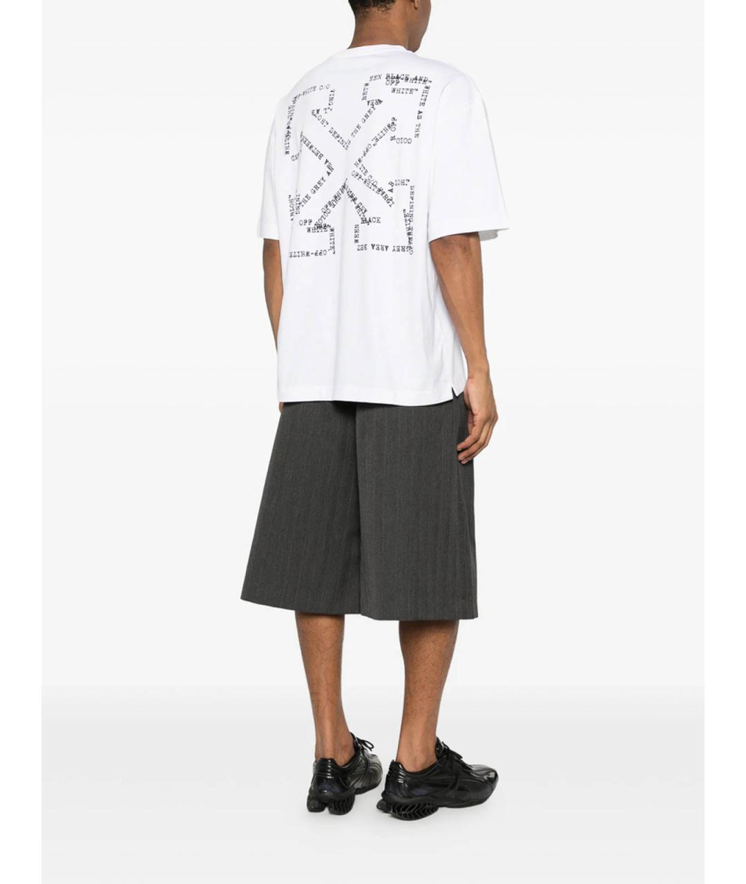 OFF-WHITE Белая хлопковая футболка, фото 4