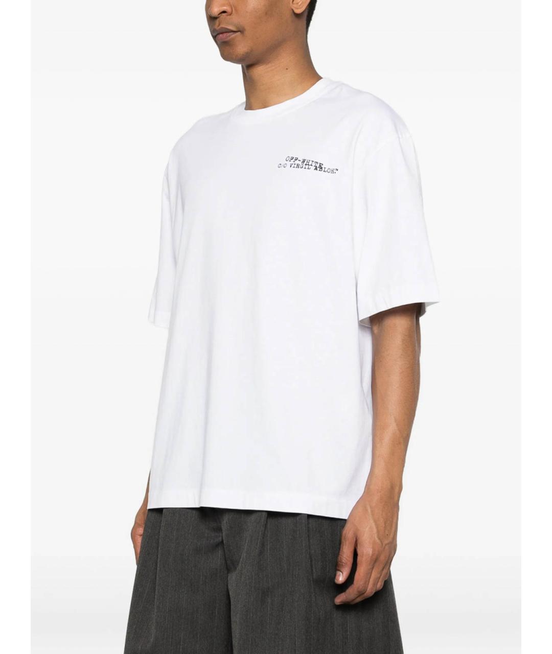 OFF-WHITE Белая хлопковая футболка, фото 2
