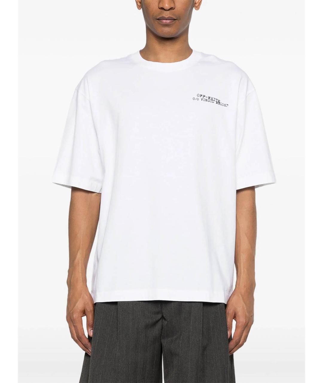 OFF-WHITE Белая хлопковая футболка, фото 5