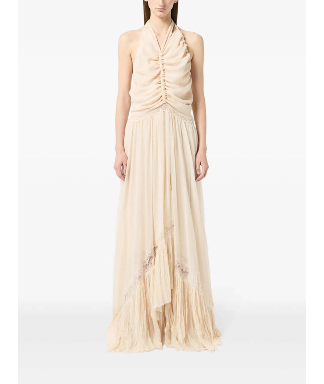 BLUMARINE Бежевое полиамидовое коктейльное платье, фото 4