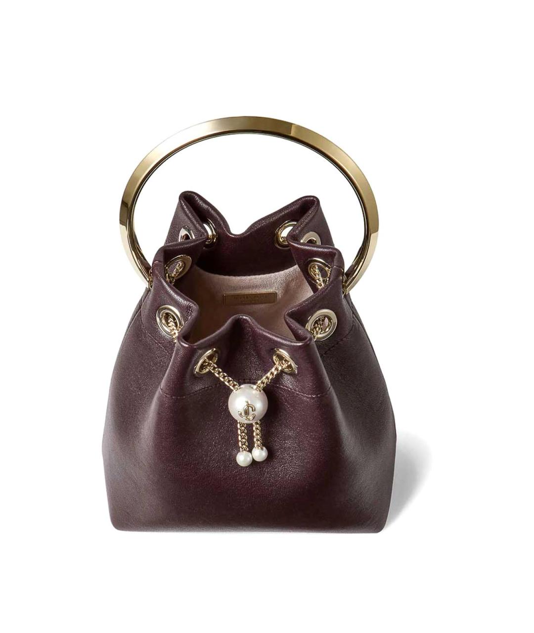 JIMMY CHOO Бордовая кожаная сумка через плечо, фото 1