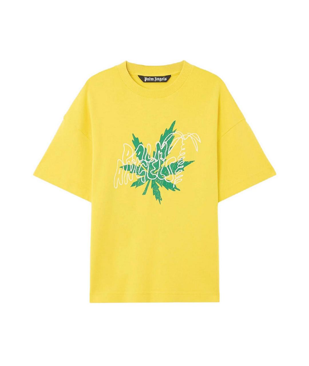 PALM ANGELS Желтая хлопковая футболка, фото 1