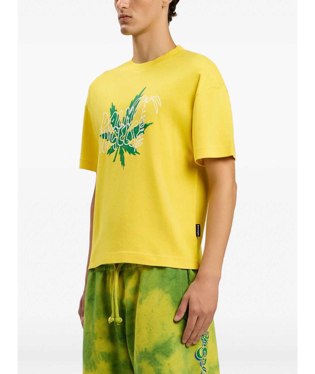 PALM ANGELS Желтая хлопковая футболка, фото 3