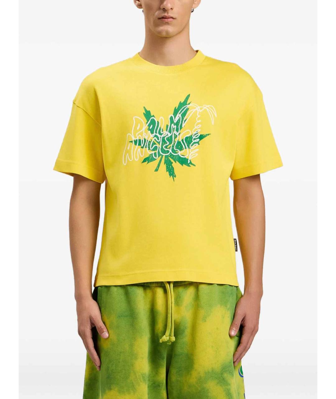 PALM ANGELS Желтая хлопковая футболка, фото 4