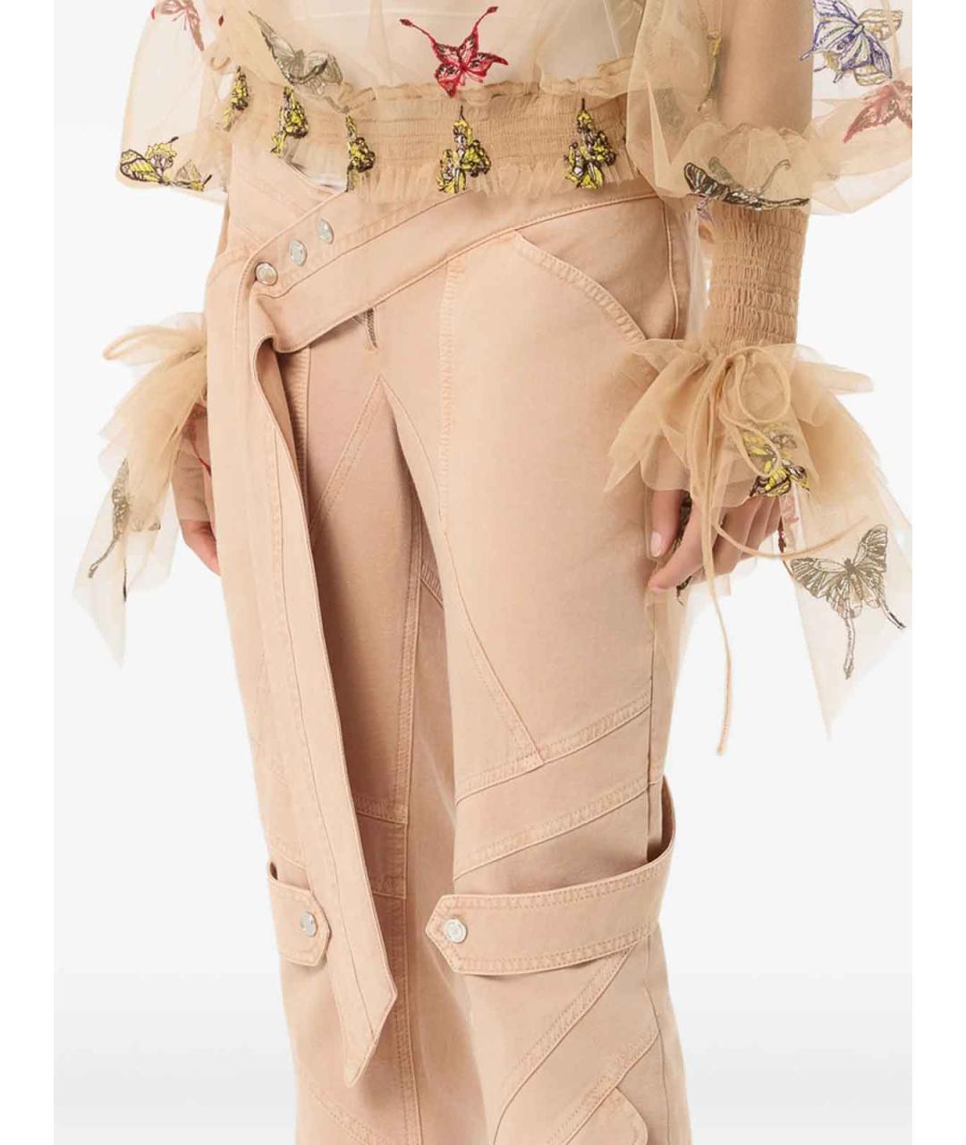 BLUMARINE Розовые хлопковые брюки широкие, фото 2