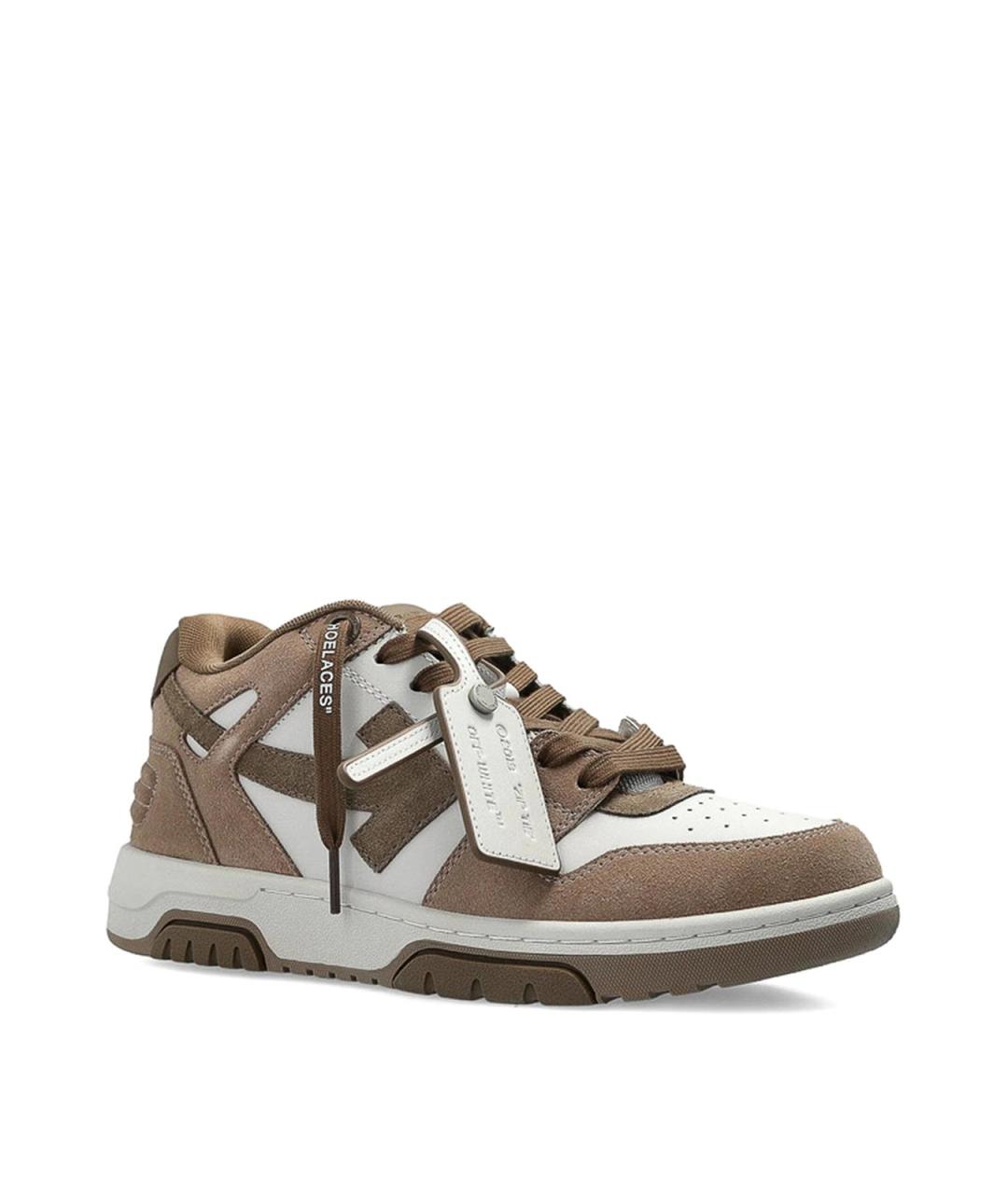 OFF-WHITE Коричневые замшевые низкие кроссовки / кеды, фото 1