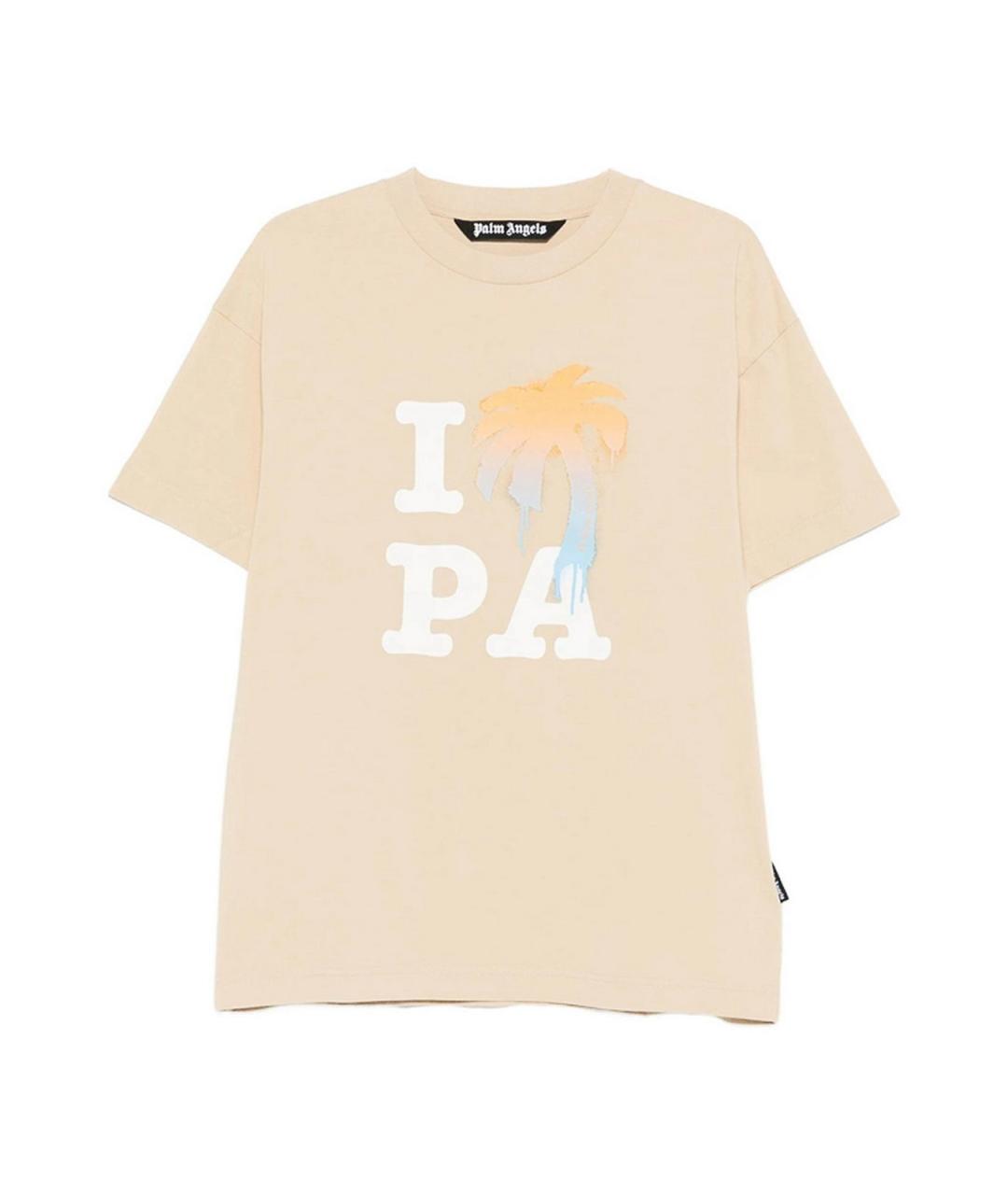 PALM ANGELS Бежевая хлопковая футболка, фото 1