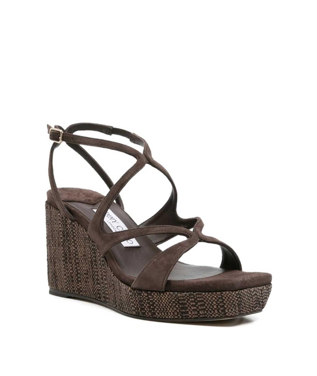 JIMMY CHOO Коричневые замшевые босоножки, фото 2