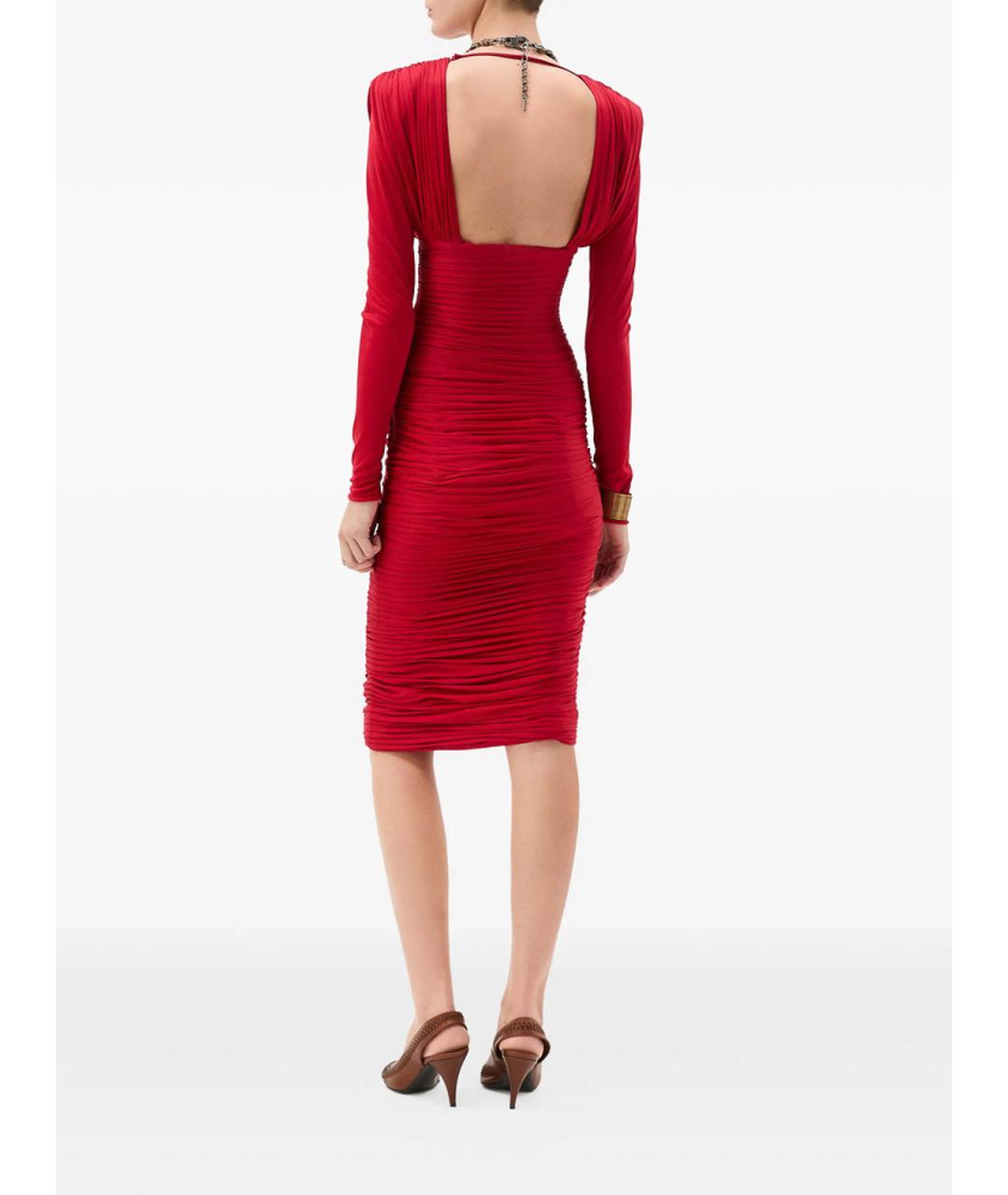 VERSACE Красное шелковое коктейльное платье, фото 3