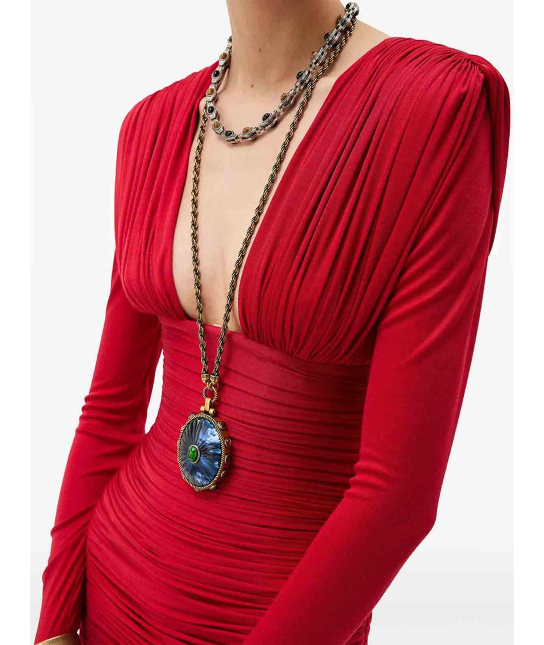 VERSACE Красное шелковое коктейльное платье, фото 2
