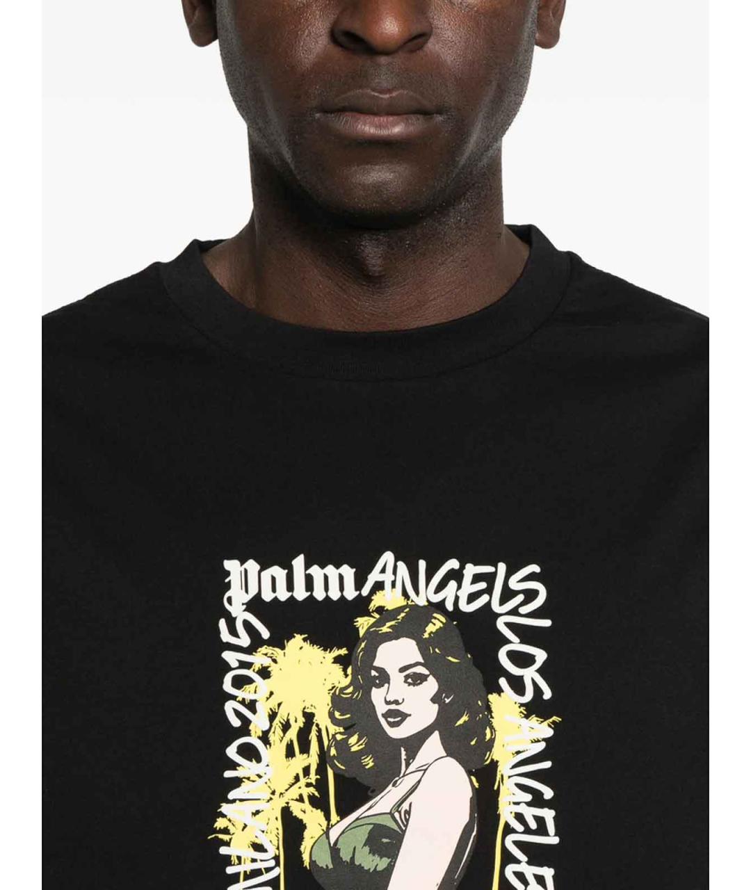 PALM ANGELS Черная хлопковая футболка, фото 2