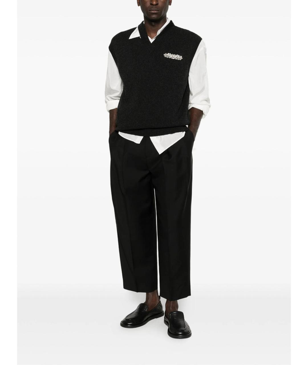 JIL SANDER Черные шерстяные повседневные брюки, фото 3
