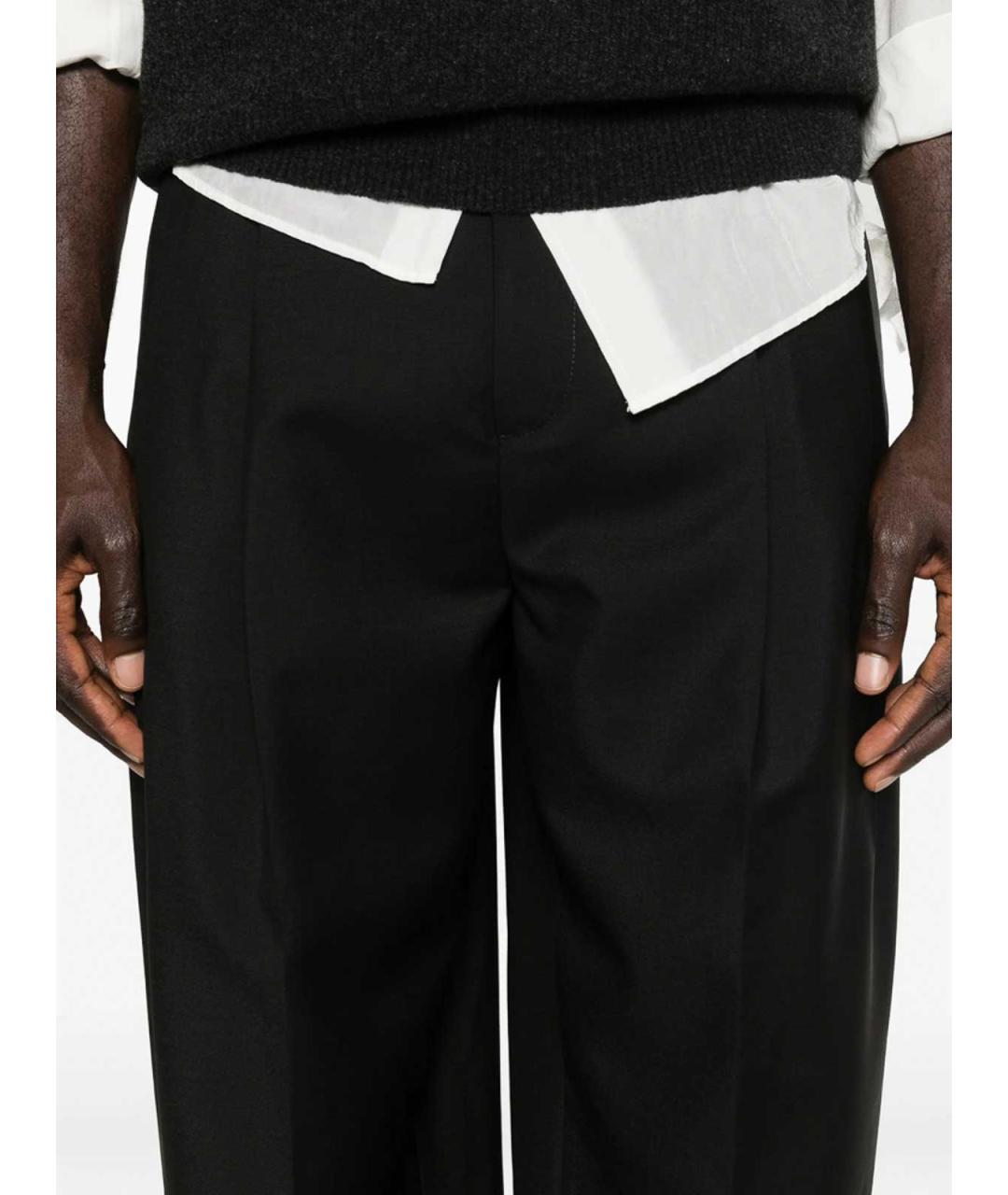 JIL SANDER Черные шерстяные повседневные брюки, фото 4