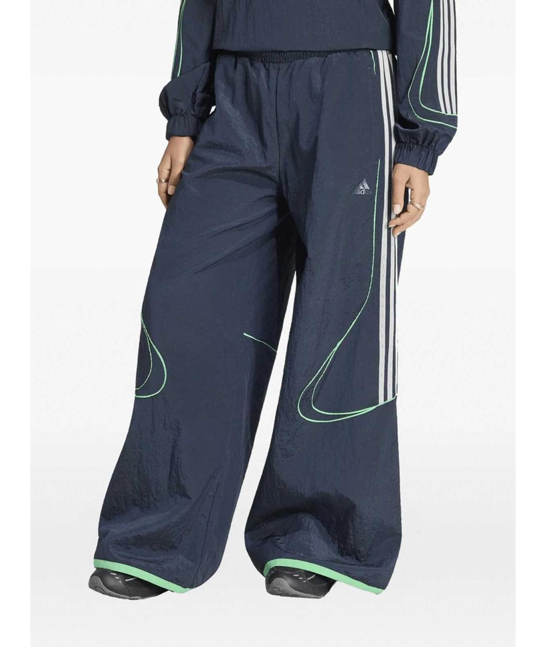 ADIDAS Синие полиэстеровые брюки широкие, фото 3