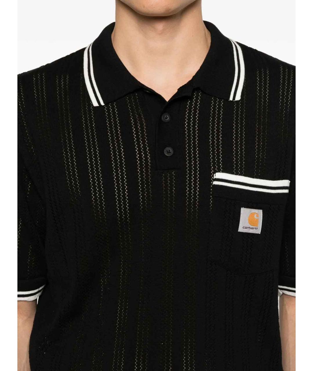 CARHARTT Черное хлопковое поло с коротким рукавом, фото 2