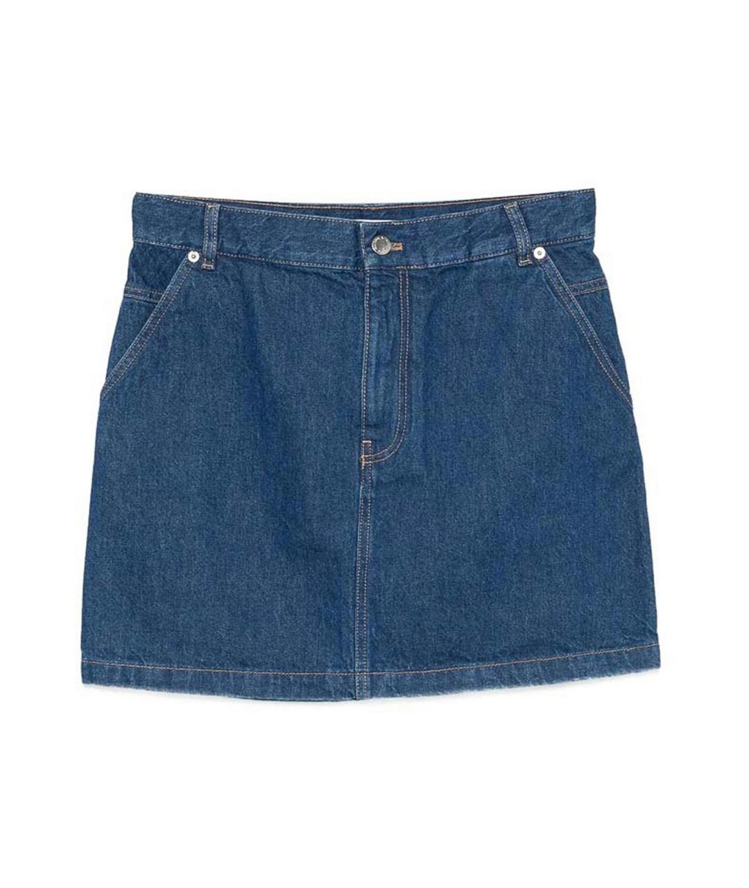 MAISON KITSUNE Синяя хлопковая юбка мини, фото 1