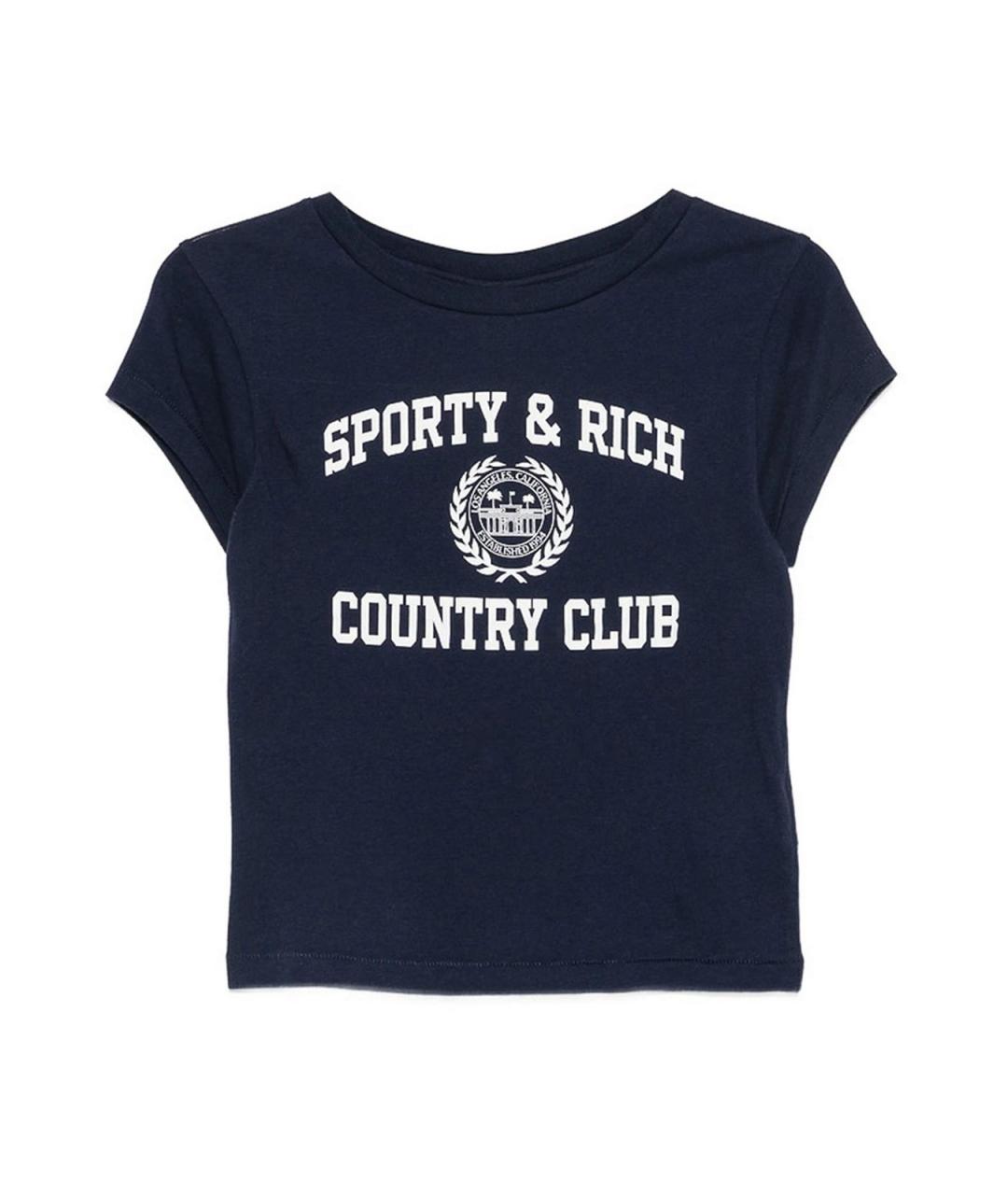 SPORTY AND RICH Синяя хлопковая футболка, фото 1