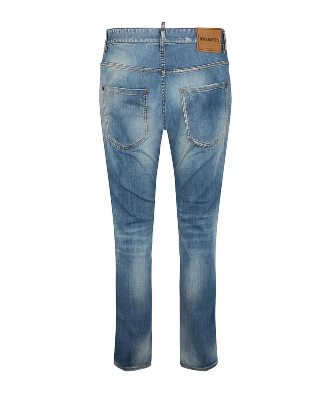 DSQUARED2 Синие хлопковые прямые джинсы, фото 2
