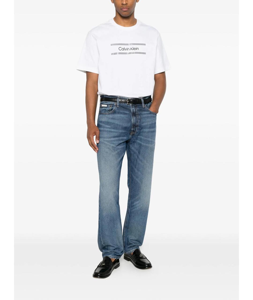 CALVIN KLEIN Синие хлопковые прямые джинсы, фото 2