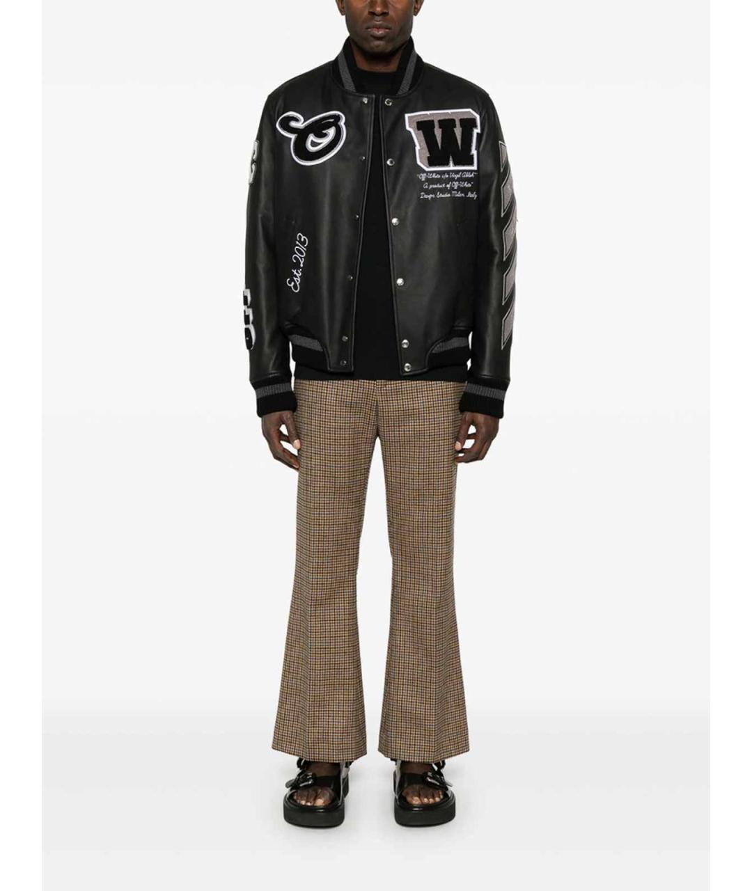 OFF-WHITE Черная кожаная куртка, фото 3