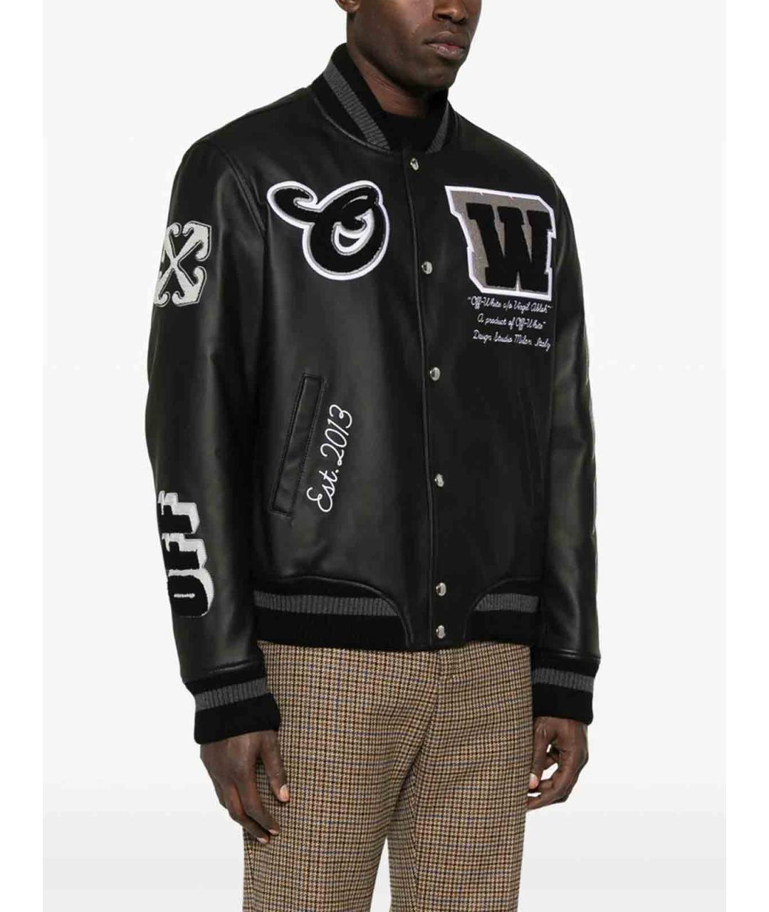 OFF-WHITE Черная кожаная куртка, фото 4