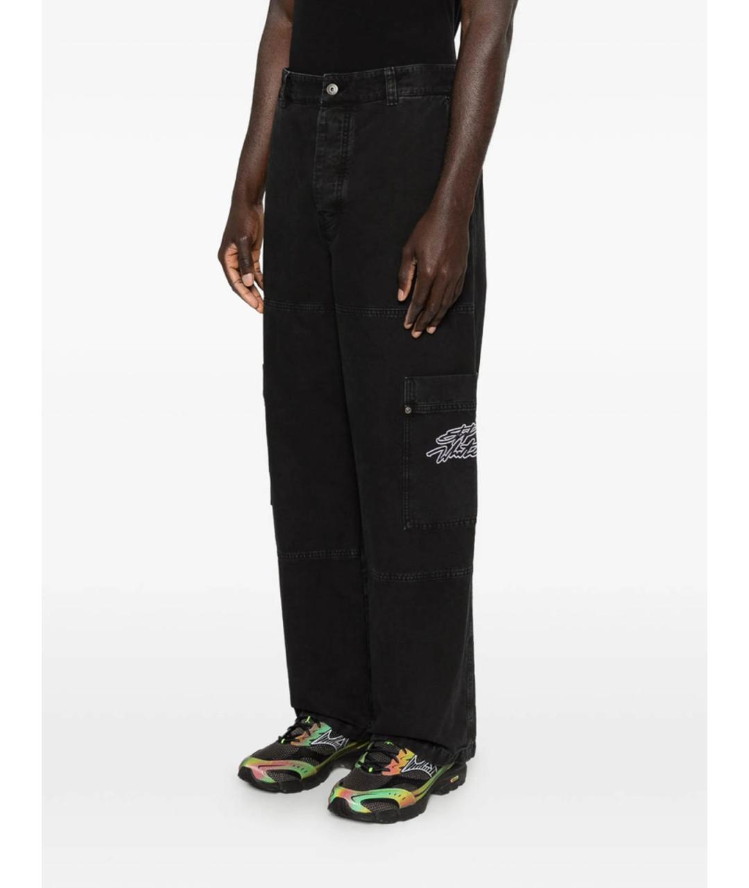 OFF-WHITE Черные хлопковые повседневные брюки, фото 2