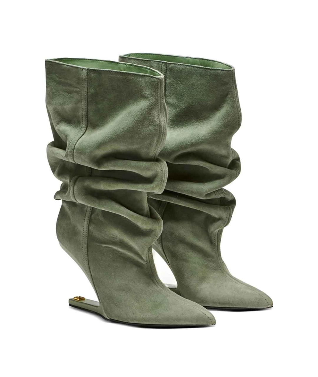 BALMAIN Зеленые кожаные сапоги, фото 4