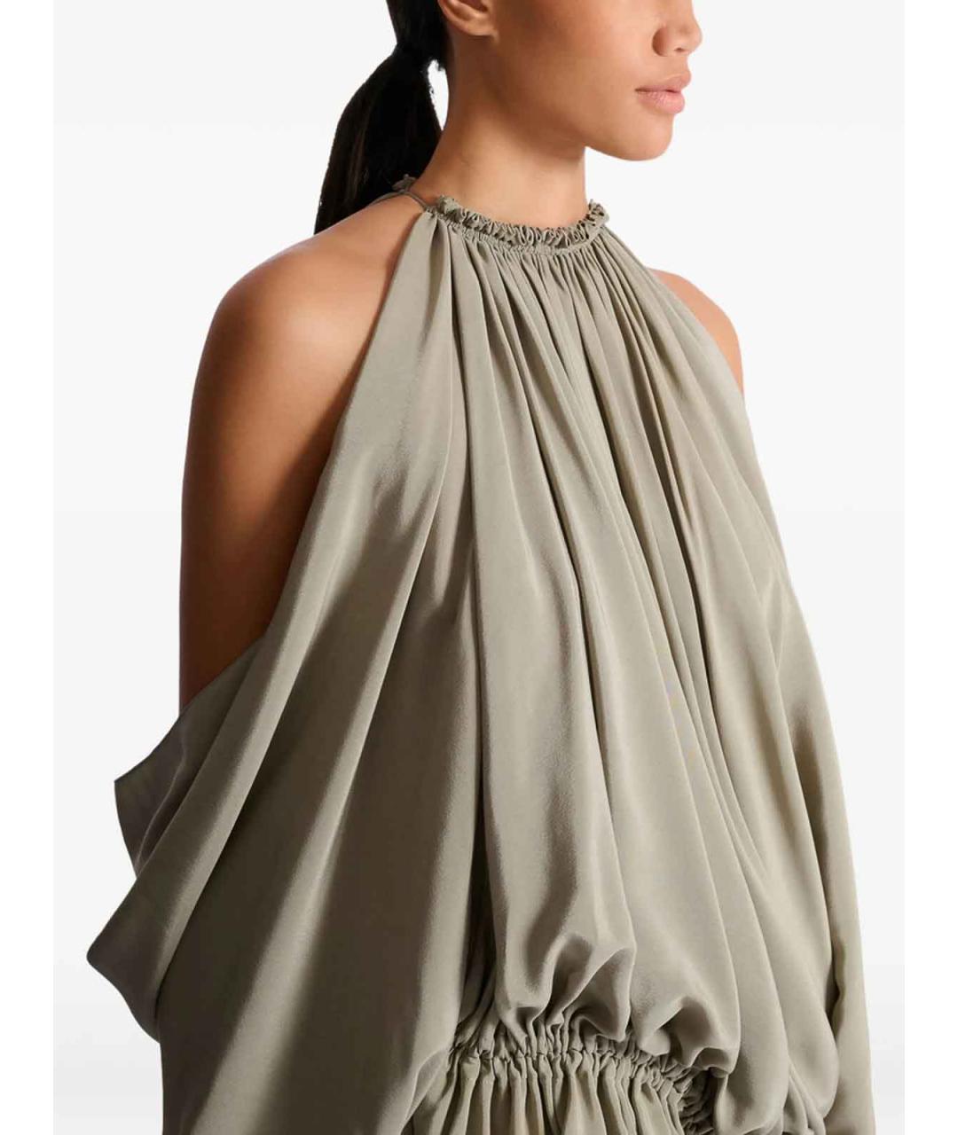 BALMAIN Зеленое шелковое повседневное платье, фото 5
