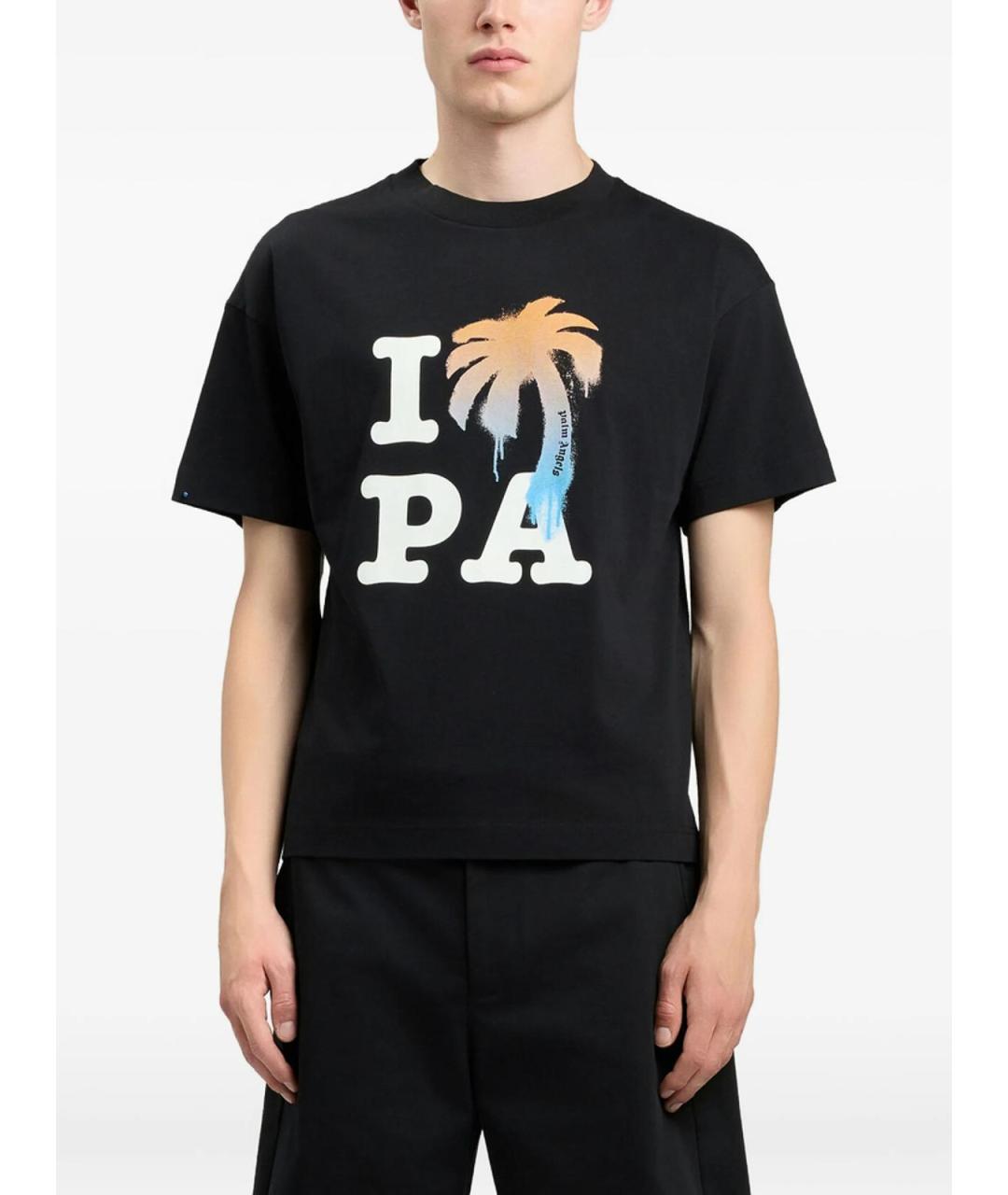 PALM ANGELS Черная хлопковая футболка, фото 3