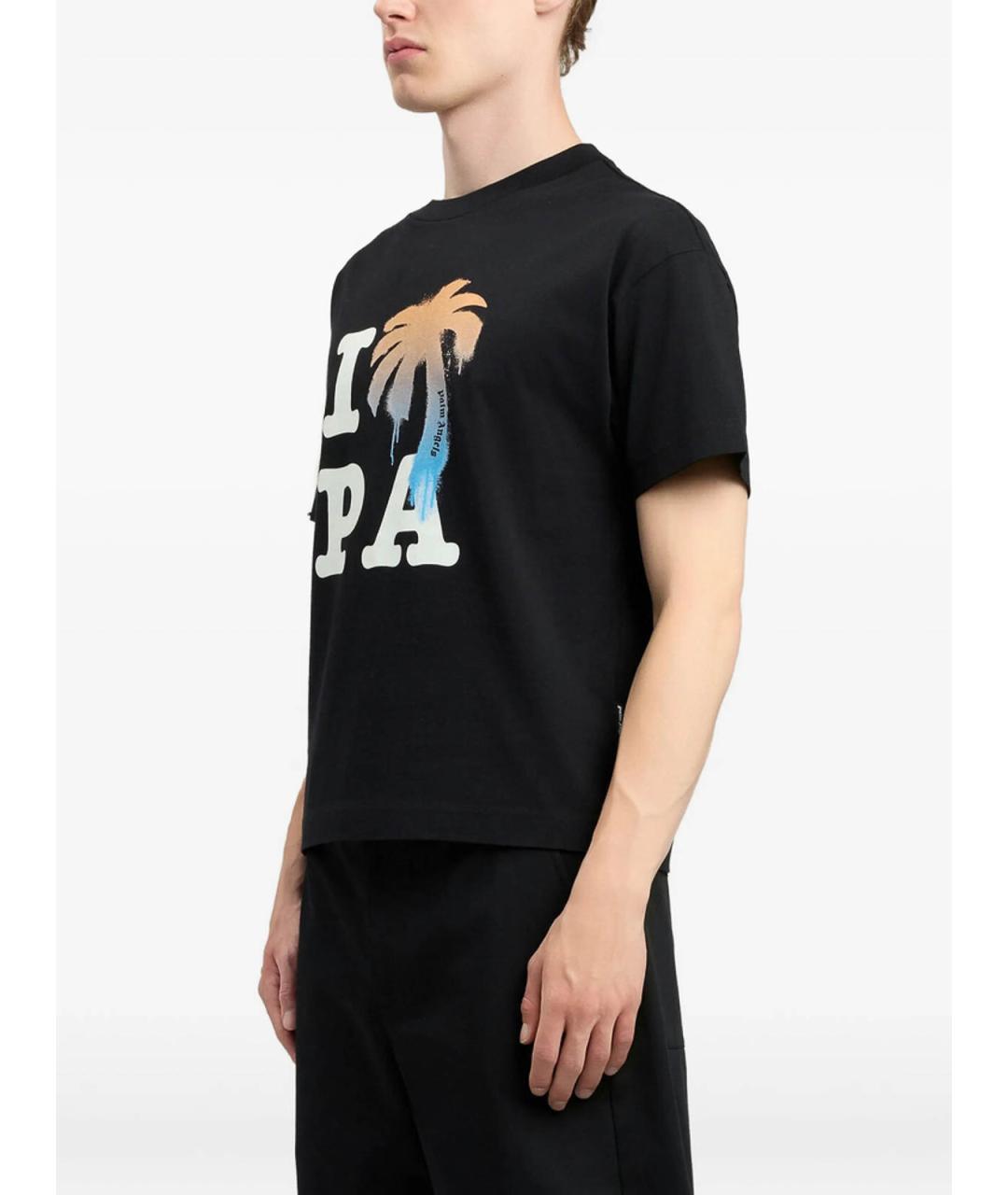 PALM ANGELS Черная хлопковая футболка, фото 2