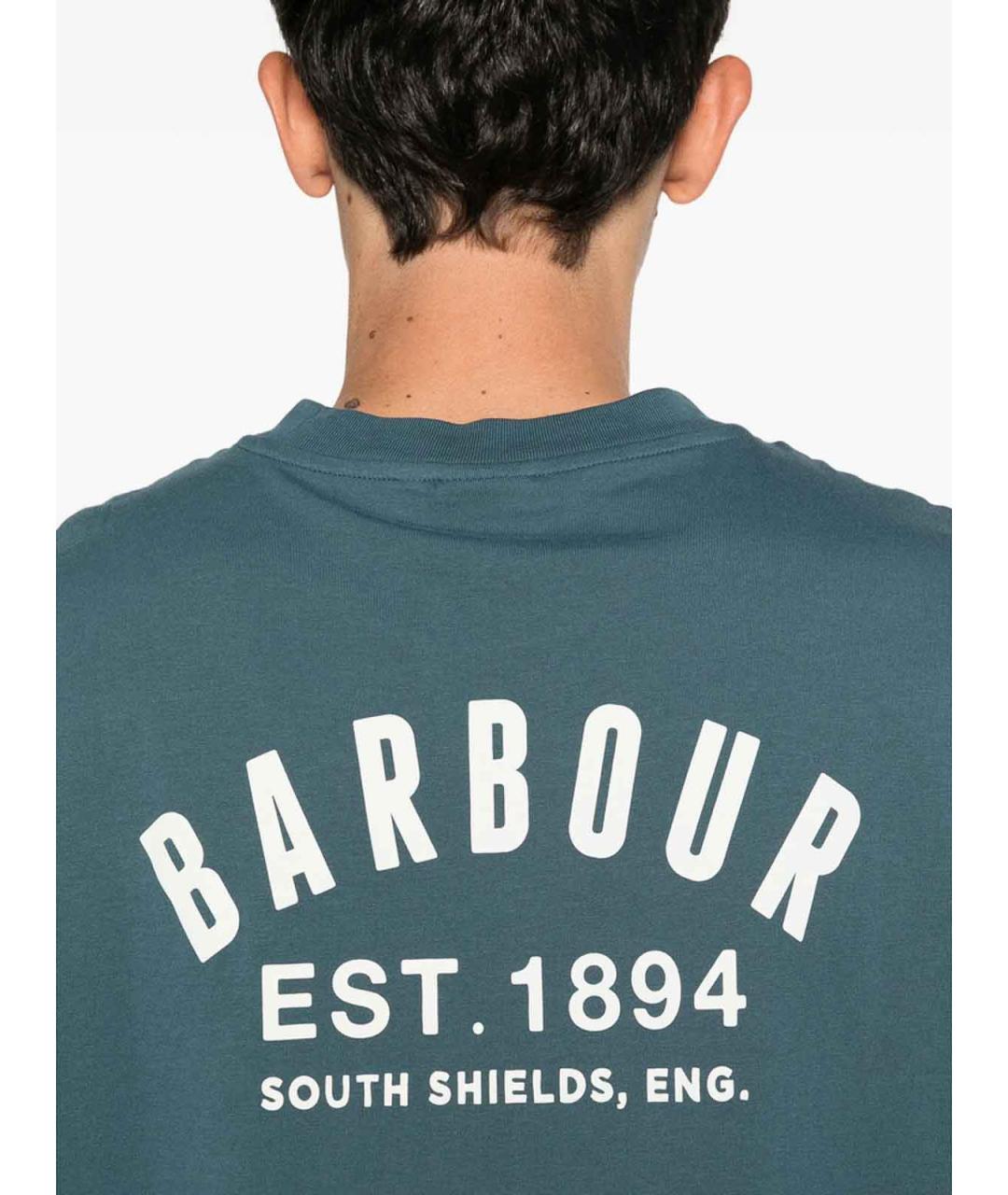 BARBOUR Синяя хлопковая футболка, фото 5