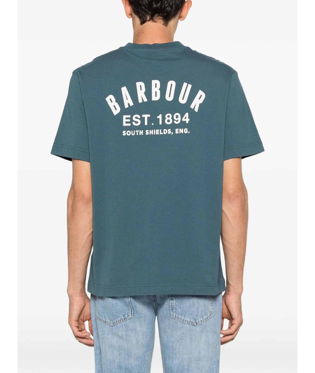 BARBOUR Синяя хлопковая футболка, фото 4