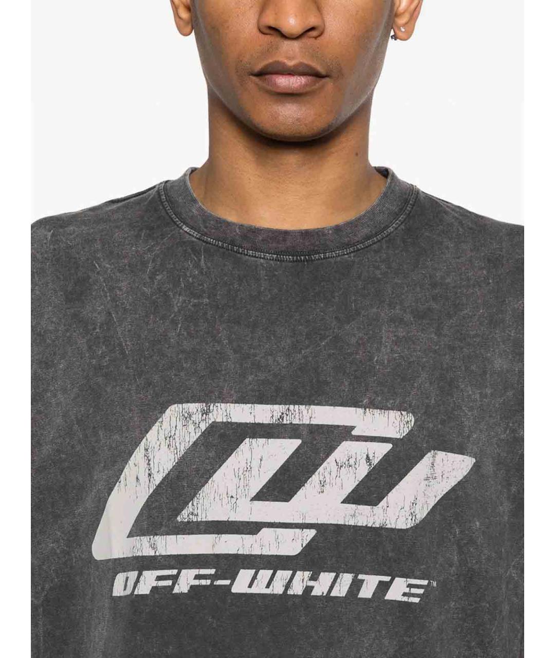 OFF-WHITE Черная хлопковая футболка, фото 4